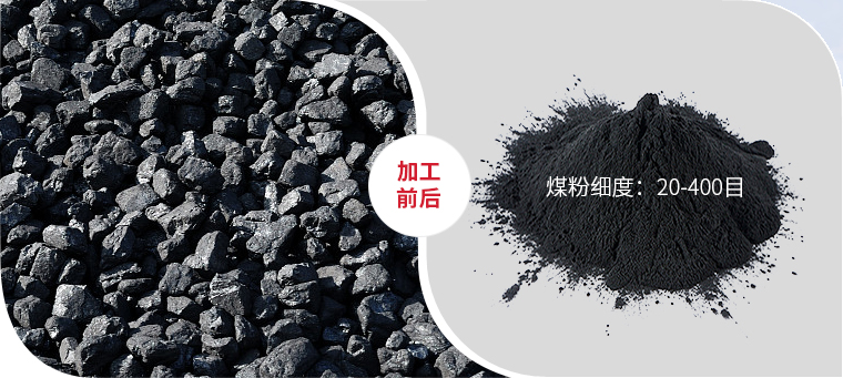 煤粉加工前与加工后(20-400目)